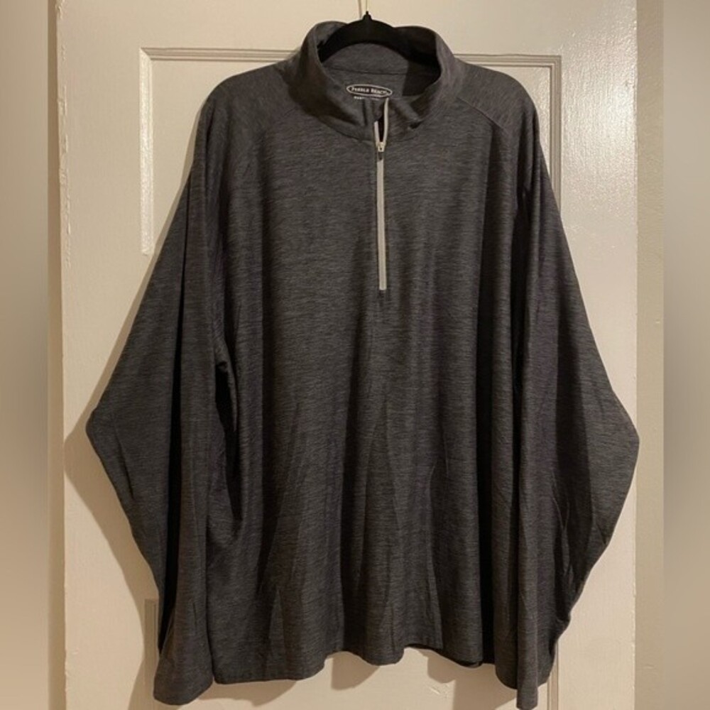 Pebble Beach Hesthered Grey Long Sleeve Performance Pull Over